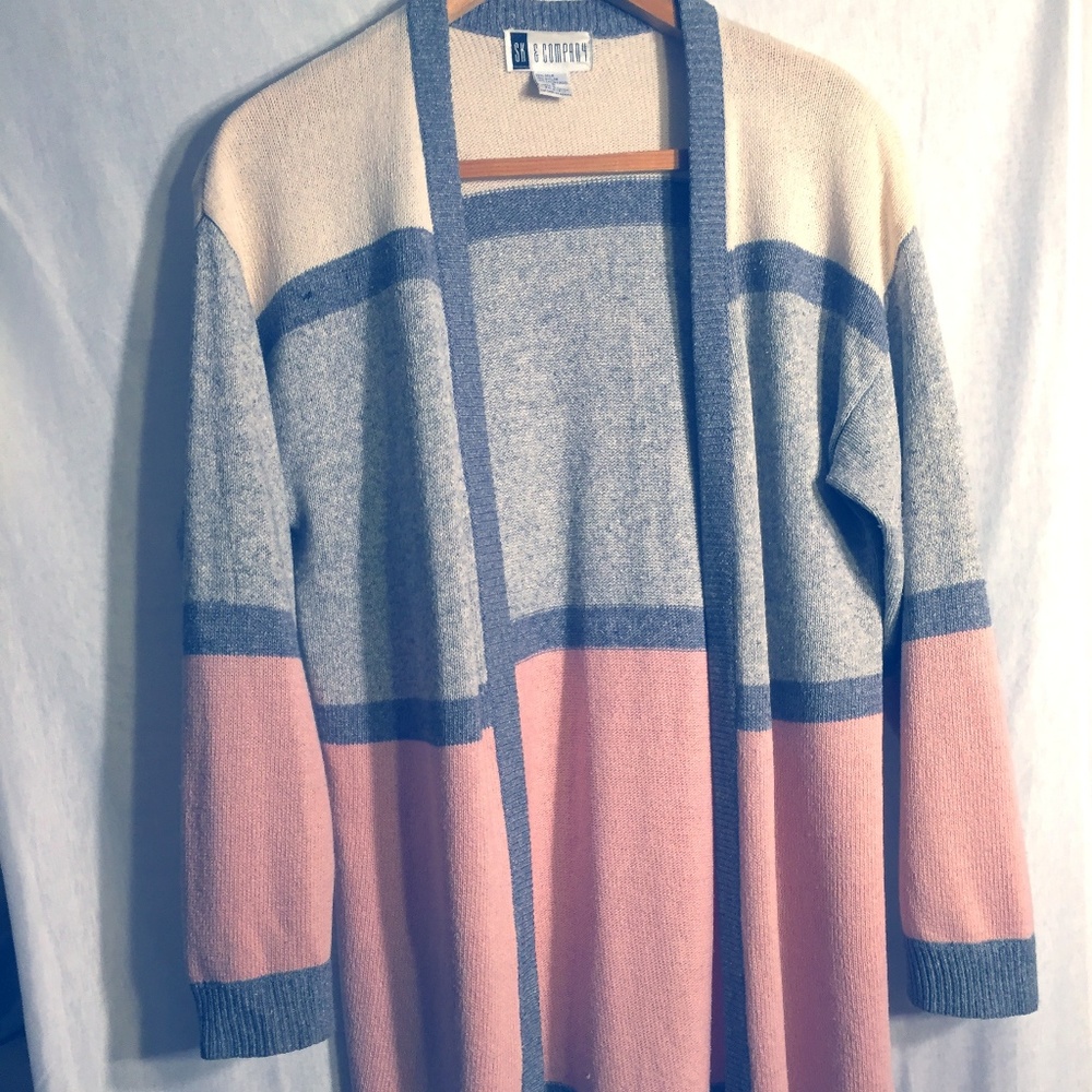 SK & Co. vintage colorblock silk blend sweater